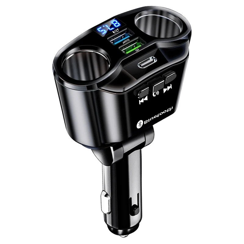 Bluejw Double Cigarette Lighter Adapter Car Charger - 3 USB Ports & Bluetooth Speaker - Play Music, Handsfree Calling - Automobile Charger - Image 3